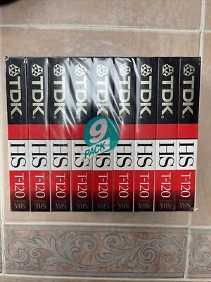 Cintas de video VHS en blanco TDK HS calidad premium T-120HS selladas nuevas paquete de 9 Foto 1 de 4