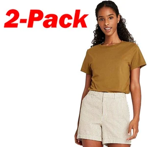 A NEW DAY Pack of 2 Women's Casual Short Sleeve, T-Shirt, Top, L, Olive, Brown - Foto 1 di 3