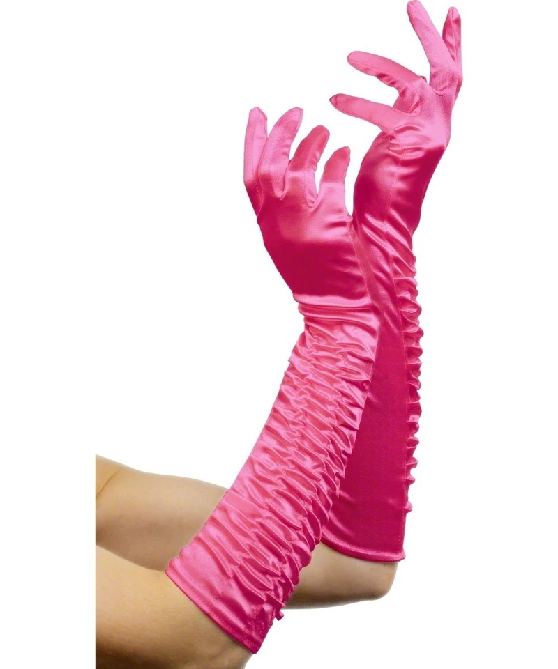 Sexy Guantes de Noche Smiffy's Fucsia 18 Pulgadas Hasta el Codo Reunidos Satén Foto 1 de 1