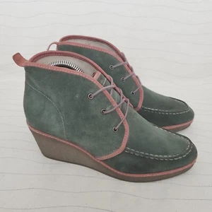 Olukai Womens Wali Wedge Green Suede Platform Moc Chukka Ankle Booties Size 8.5 - Picture 1 of 11