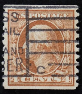 U.S. Used Stamp Scott #495 4c Washington Coil Superb. Lovely Slogan Cancel. Gem! - Picture 1 of 2