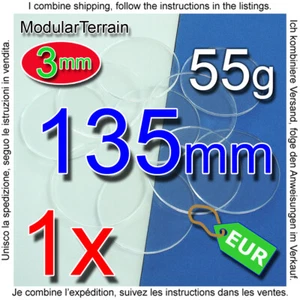 1x 3mm CLEAR ACRYLIC 135mm ROUND BASE REDONDA METACRILATO TRANSPARENT SOCLE ROND - Foto 1 di 3