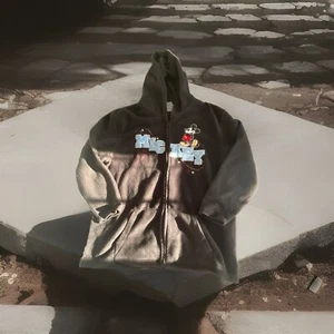 Vintage Disney Mickey Mouse Spell Out Embroidered Full Zip Black Hoodie Size 2X - Picture 1 of 7