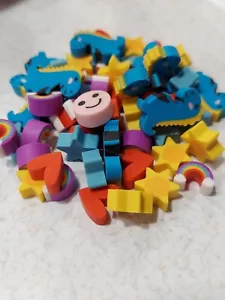 50 Assorted Mini Erasers Desk Pets Teacher Reward Sorting Math Counter - Picture 1 of 5