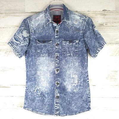 JORDAN CRAIG LEGACY EDITION SIZE SMALL SHIRT DISTRESSED BUTTON UP DENIM  ❗️AS-IS - Изображение 1 из 4