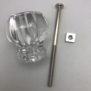 Lot of 2 Glass Drawer & Cupboard Cabinet Pulls Knobs 1 5/8” Wide, 1 1/2" Long - Picture 1 of 7