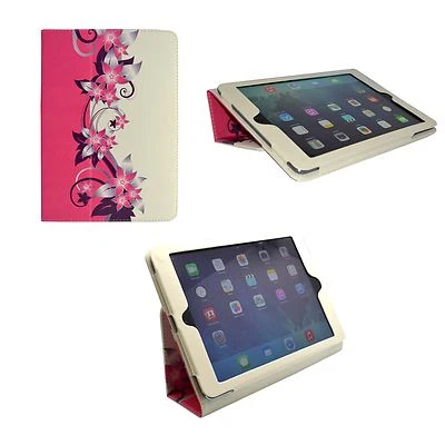 Funda Para Apple IPAD 2 3 4 Rosa Crema Diseño Flores PU Funda Piel - Image 1 of 4
