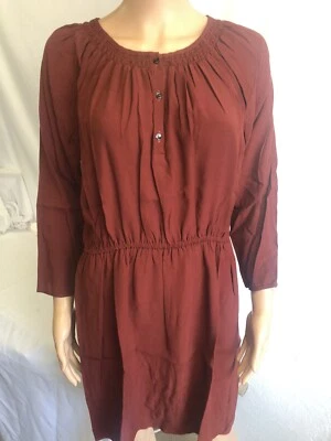 Abito Donna Motivi 100% VISCOSA Taglia L Colore Bordeaux Nuovo !!! - Immagine 1 di 4