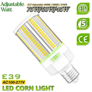 75W CCT LED Corn Light Bulb E39 Mogul Base Replace 400W MH/HPS Lamps Adjuatable - Picture 1 of 9