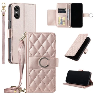 Crossbody Wallet Case For Various Phone 4 Card Slot Leather Bag Cover Flip Stand - Image 1 of 4