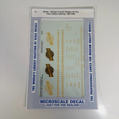 Calcomanía a microescala 48-594 O Chicago NorthWestern CNW 40' vagón letra amarilla 1963 Foto 1 de 3