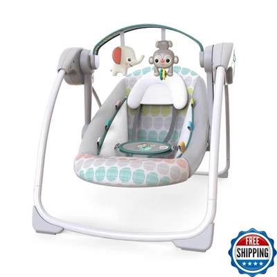 Columpio portátil de 6 velocidades para bebé Bright Starts Whimsical Wild, música, taggies, 0-9 meses Foto 1 de 4