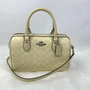 Coach Rowan Satchel/CrossBody Bag In Signature Canvas Silver/Hay CV961 NWT - Picture 1 of 7