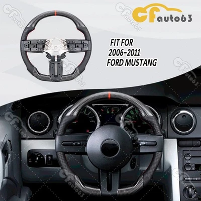 Real Carbon Fiber Sport Steering Wheel for Ford Mustang GT V6 V8 2005-2009 - Image 1 of 4