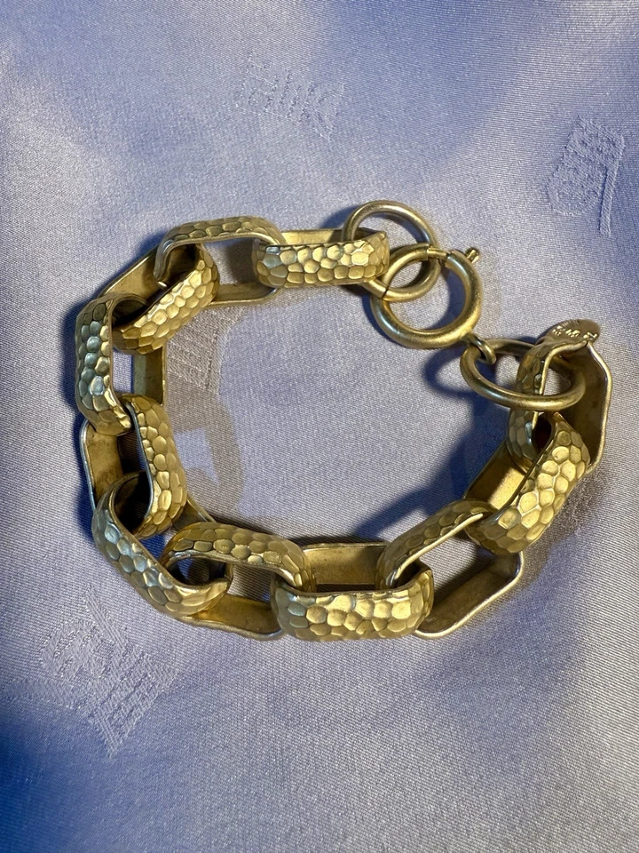 Vintage Erwin Pearl Fashion Bracelet Textured Chain Gold Tone - Image 1 of 4