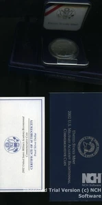 2002-W U.S. Military Academy Bicentennial Silver Dollar PROOF w/ CASE + COA  B3 - Picture 1 of 3