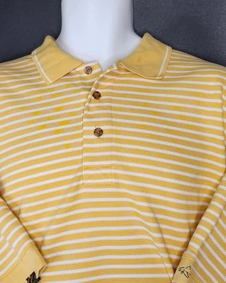 Camisa polo Greg Norman Shark Play Dry Golf para hombre talla XL amarilla blanca a rayas  Foto 1 de 4