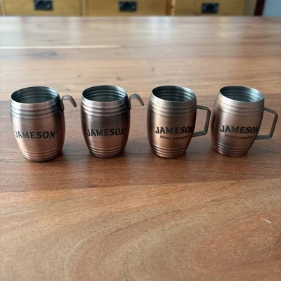Set of 4 x Jamesons Bronzed Barrel 50ml Spirit Measures Shot Glasses Brushed - Image 1 of 4