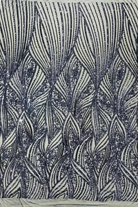 Curvy Design Pailletten Stoff - marineblau 4-Wege Stretch Spitze Pailletten Stoff von Hof - Bild 1 von 6