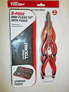 Mini 5 Piece Plier Set w/Zip Case Flat Long Needle Nose Durable Steel - Picture 1 of 4