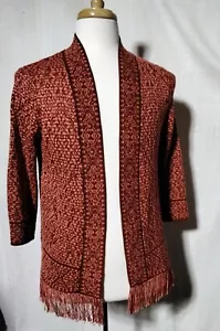 Ruby Rd Women's PXL petite geometric Cardigan Sweater Fringe Hemline - Picture 1 of 9