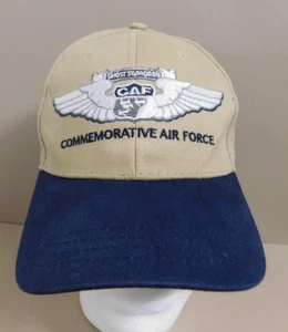 GHOST SQUADRON CREW Hat Cap COMMEMORATIVE AIR FORCE Tan Navy Blue Adjustable - Picture 1 of 10