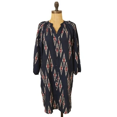 Такер для целевой рубашки платье XS на пуговицах воздушный шар рукав темно-синий EUC B9 - Изображение 1 из 4