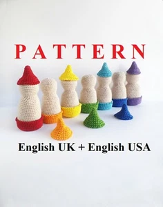 Tutorial waldorf crochet rainbow peg Doll in Cups sorting game Educational toy - Picture 1 of 5