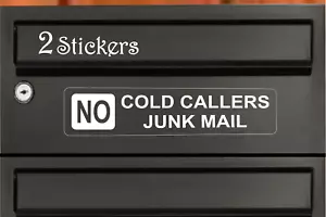 2 KEINE KALTAKQUISE JUNK MAIL Transparent Aufkleber Briefkasten Haustür Warnung - Bild 1 von 2