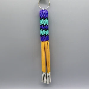 NATIVE AMERICAN BEADWORK-BEADED KEY RING by KOREN QUAM-ZUNI - Picture 1 of 3