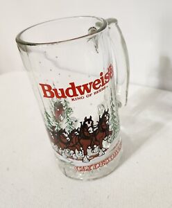 Budweiser Clydesdales Beer Glass Mug 1989 Anheuser-Bush Inc - Excellent