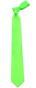 Boy's -Neon Green Solid Satin Necktie for School Weddings Formals - NWT - Picture 1 of 2