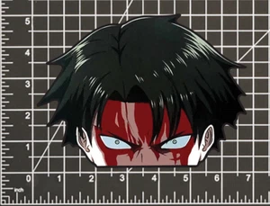 Levi Ackerman Attack On Titan STICKER DECAL Bloody -Peeker Peeking- 4 Sizes - Picture 1 of 5