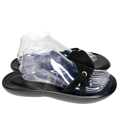 Zapatos Robert Clergerie Mujer Talla 11 Negro Gamuza Cuero Slides Hechos en Francia Foto 1 de 4