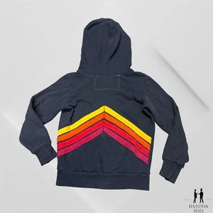 Aviator Nation Mountain Stripe Zip Up Neck Hoodie Navy Blue Black 6 Y kids EUC - Picture 1 of 6