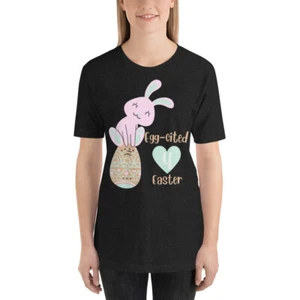 Bunny and Easter Egg Shirt, Easter shirt, Easter bunny graphic tee Unisex Easter - Picture 1 of 13