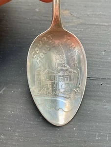 Antique 1892 Sterling Silver Souvenir Spoon - Court House - York, Neb NB - Picture 1 of 6