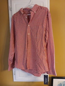 Vineyard Vines Hemd Medium rot Gingham für unterwegs Performance Knopfleiste neu mit Etikett - Bild 1 von 5