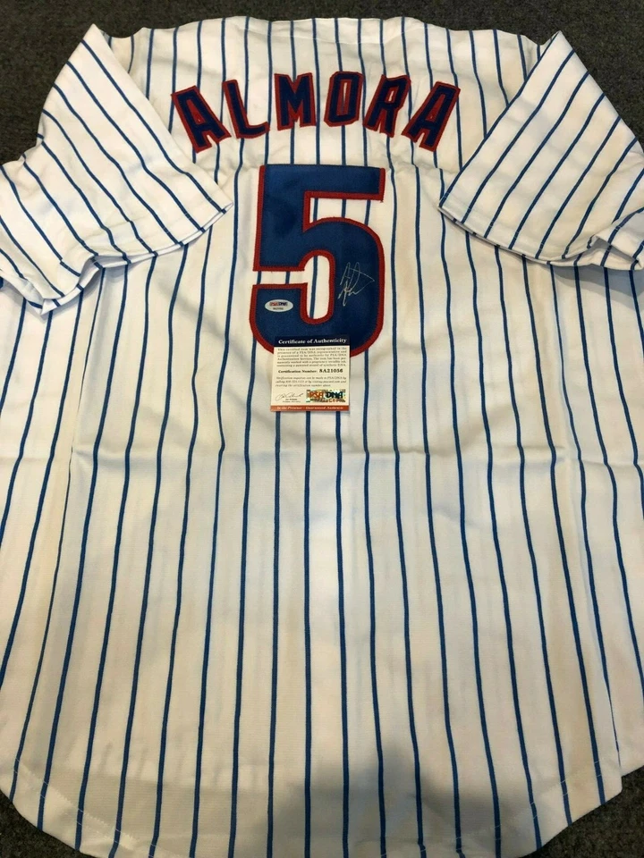 CHICAGO CUBS ALBERT ALMORA JR. AUTOGRAPHED SIGNED JERSEY PSA COA - Image 1 of 3