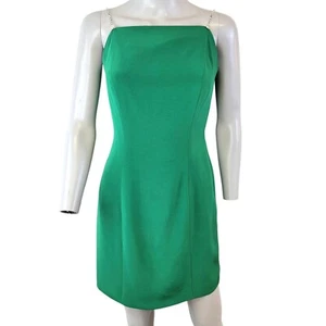 Della Roufogali Vintage 90s Mini Dress Women 6 Green Crystal Strap Small Formal - Bild 1 von 15