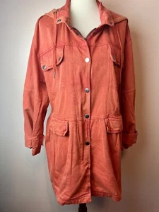 Free People Women’s MEDIUM oversized Nocturne Parka Jacket Orange - Picture 1 of 10
