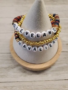 Any Team! Set of Three Cleveland Cavaliers Bracelets Stacking Bracelets - Picture 1 of 2