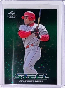 2023 Leaf Trinity Ivan Rodriguez Steel Green Sparkle Proof 1/1 - Picture 1 of 1
