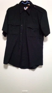 Camicia Uniforme Croce Volante Uomo M Manica Corta Nera Perma Press Vintage Militare - Foto 1 di 7