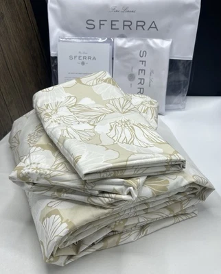 Funda nórdica completa/queen con estampado de satén SFERRA Tropici $865 dos fundas estándar arena Foto 1 de 4