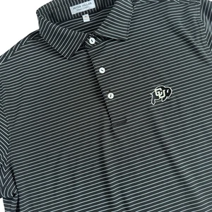 Peter Millar Colorado Buffalos Summer Comfort Golf Polo Shirt Men's M Black - Picture 1 of 8