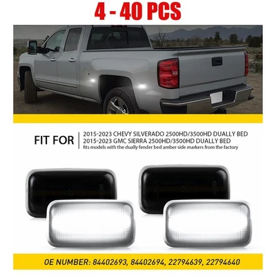 For 15-23 Chevy Silverado 3500HD Dually Bed 4-40pcs LED Fender Light Rear White - Image 1 of 4