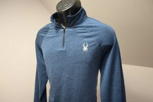 Spyder ProWeb Athletic Running Jacket 1/4 Zip Performance Blue Mens Size Medium - Picture 1 of 12