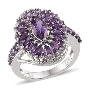 AFRIKANISCHER AMETYST 2,74 CT DESIGNER RING IN PLATIN ÜBER STERLINGSILBER, GR. 6 - Bild 1 von 4