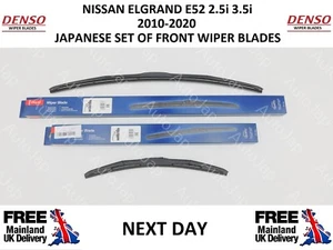 FITS NISSAN ELGRAND E52 2010-2020 FRONT SET OF DENSO WIPER BLADES NEXT DAY - Picture 1 of 5